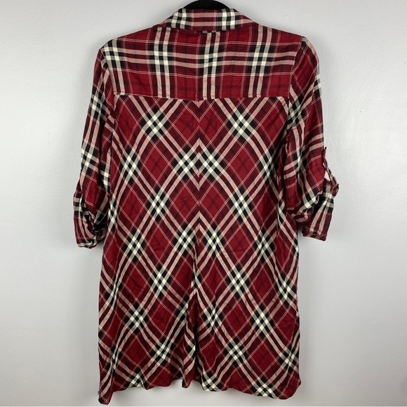 Fever Red Plaid Longline Popover Blouse Small NWT - Picture 12 of 12